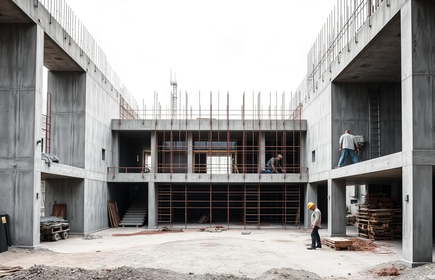 Estrutura em concreto armado de residência de alto padrão em execução